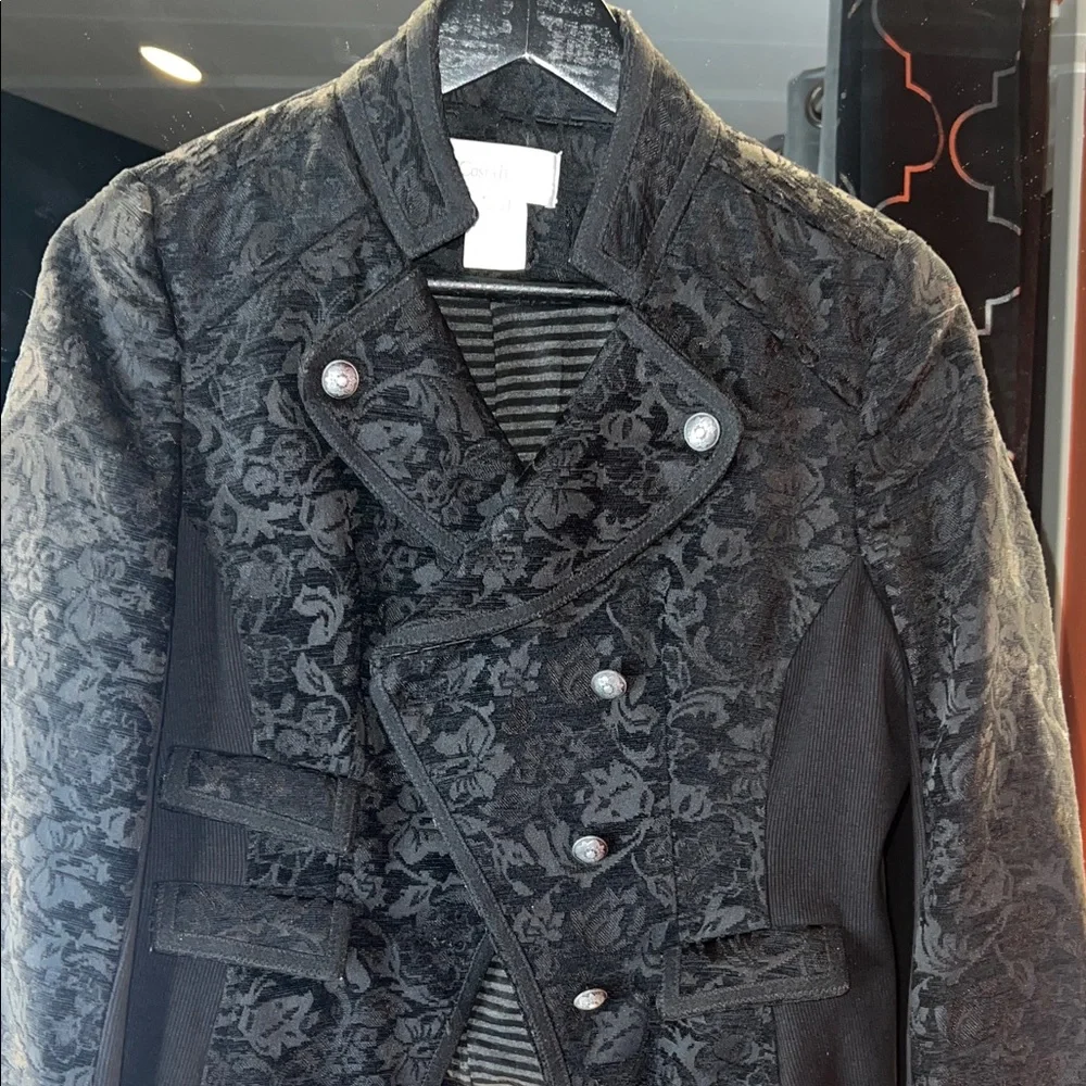 💋Costa Blanca Regal Victorian Brocade Military Moto Jacket 🖤 - Picture 3 of 11